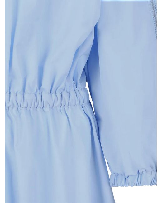 Fabiana Filippi Blue Monili-Chain Elasticated-Waist Midi Dress