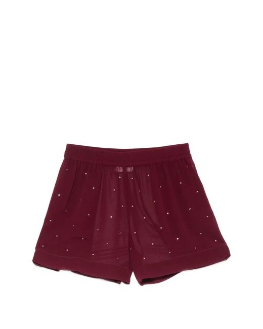Mc2 Saint Barth Red Meave Rhinestone-Embellished Shorts