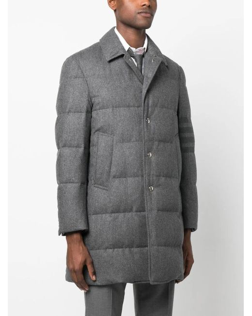 Thom Browne Gray 4-Bar Padded Coat for men