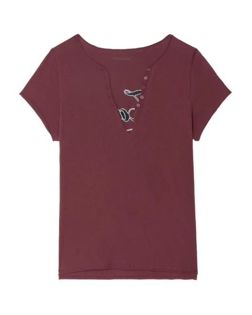 Zadig & Voltaire ビジュートリム Vネックtシャツ Purple