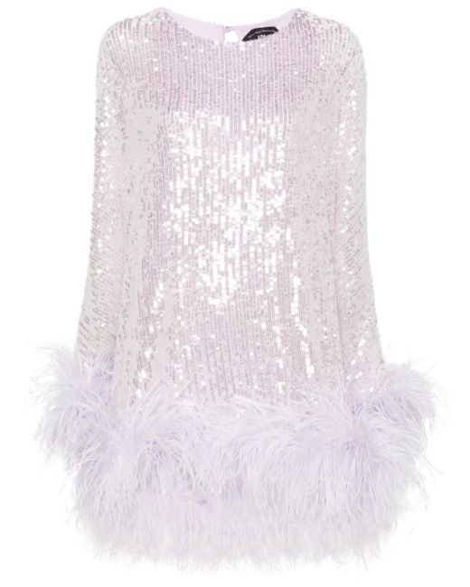Taller Marmo White Vegas Sequinned Mini Dress - Women's - Spandex/elastane/polyester/ostrich Feather