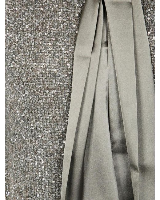 D.exterior Gray Sequin-Embellished Tie-Neck Sweater