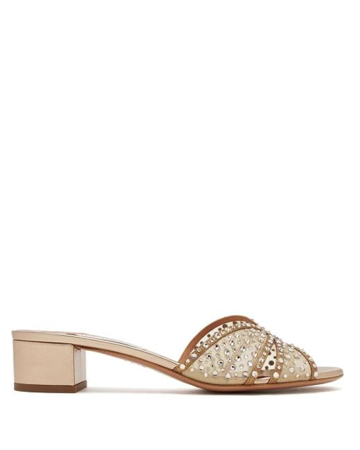 Aquazzura Natural Leather Mules
