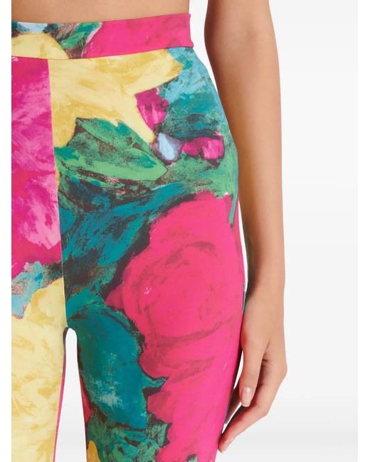 Balmain Broeken ,Veelkleurig ,Jersey Legging Met Rozenprint in het Pink