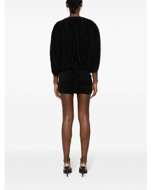 Robe courte à design drapé Saint Laurent en coloris Black