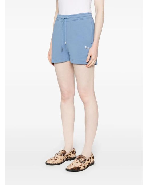 Maison Kitsuné Blue Fox-Patch Track Shorts