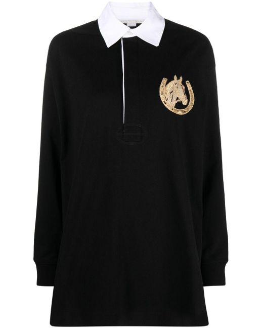 Stella McCartney Black Pony Club Embroidered Rugby Top