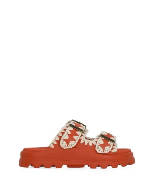 Mou Red One-Piece Buckle Slides