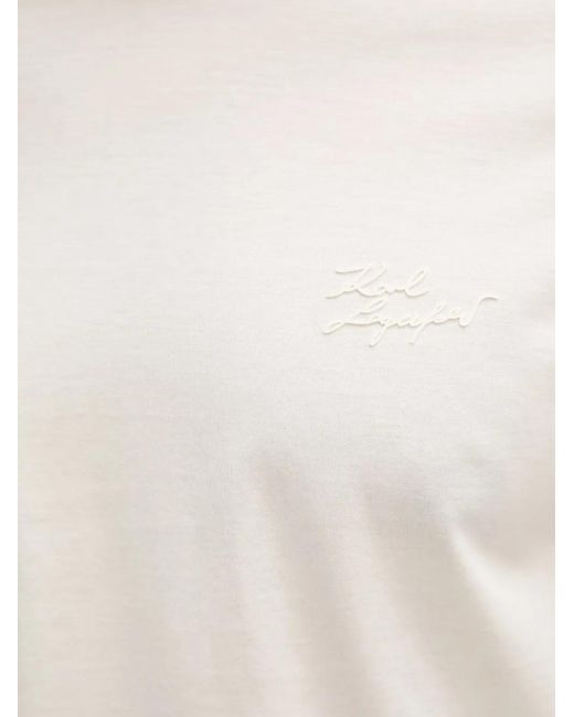 Karl Lagerfeld White Logo-Embroidered T-Shirt for men