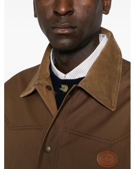 Valentino Garavani Brown Vlogo Signature Waxed-Canvas Coat for men