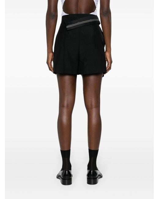 Fendi Black Folded-waist Wrap Shorts