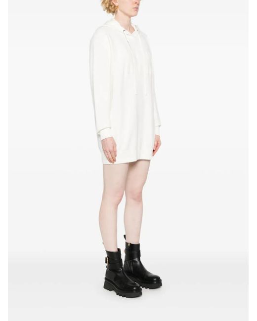 Elisabetta Franchi White Short Sweatshirt Dress With Logo