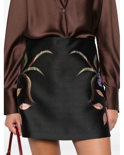 Dorothee Schumacher Black Floral-Embroidered Skirt