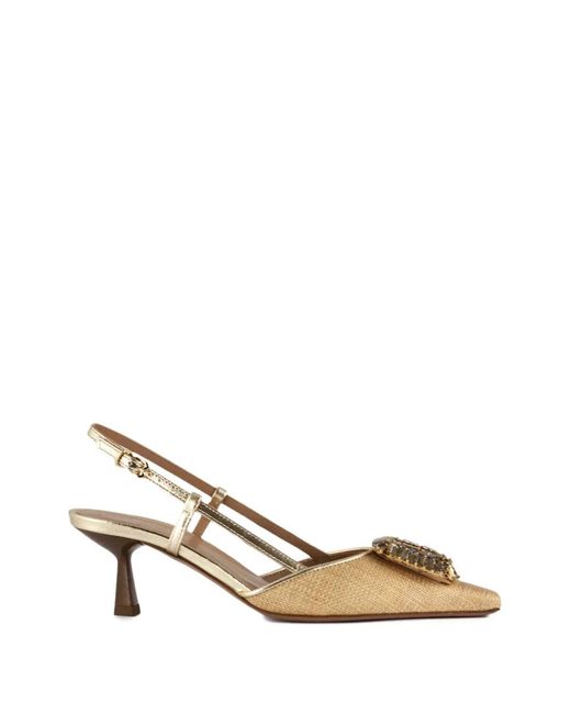 Festamilano Metallic Jewelled Strap Sandals