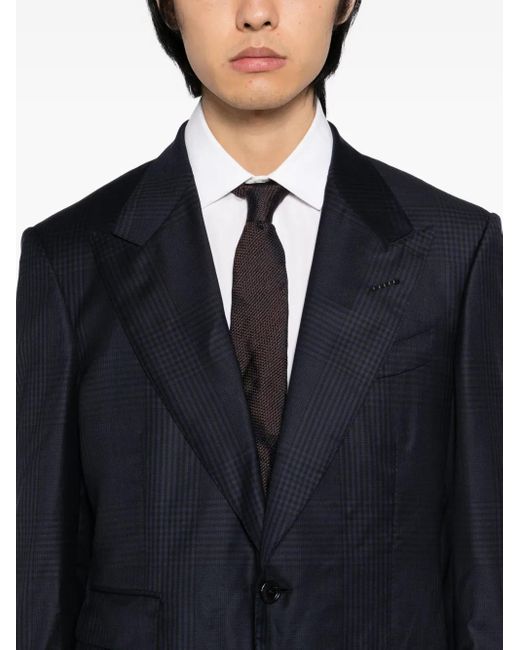 Tom Ford Blue Checked Single-Breasted Suit for men