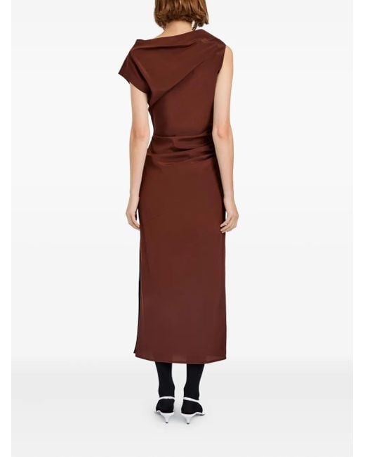 Proenza Schouler Purple Draped Cowl-Neck Midi Day Dress