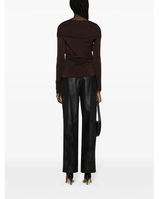 Dolce & Gabbana Black Gathered-Detail Virgin-Wool Jersey