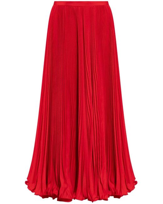 Falda larga plisada Balmain de color Red