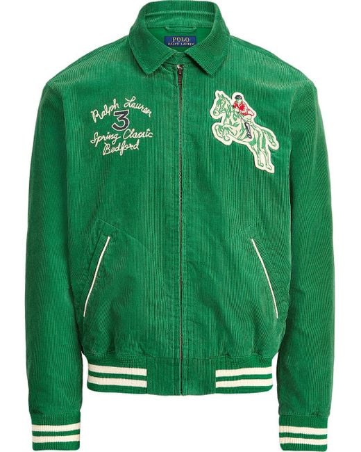 Polo Ralph Lauren Green Corduroy Varsity Jacket for men