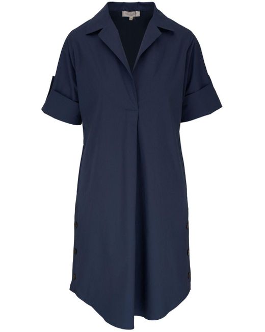 Antonelli Blue Short-sleeve Cotton Midi Dress