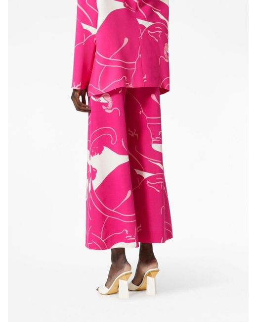 Cady Panther silk trousers di Valentino Garavani in Pink