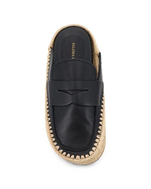 Paloma Barceló Black Belinda Raffia-Platform Mules