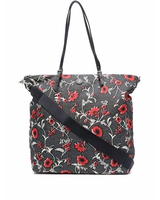 Tory Burch Black Retro Block Print Tote Bag
