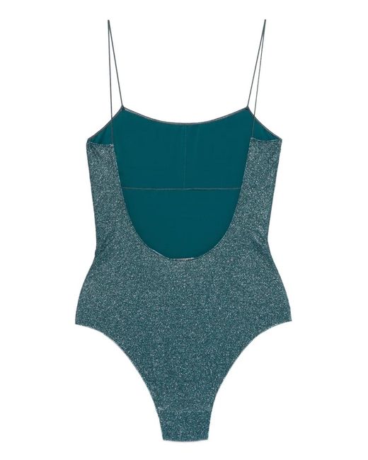 Oseree Green Lumière Spaghetti-Strap Swimsuit