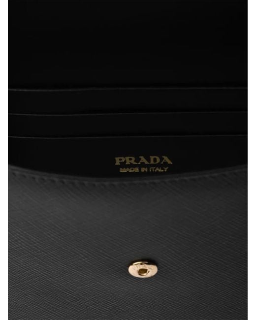 Prada Black Triangle-Logo Envelope Clutch