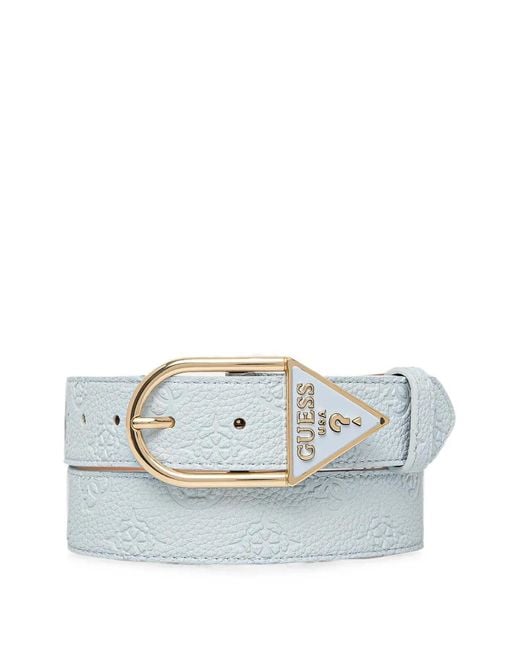 Guess Blue Logo-Embossed Buckle-Fastening Belt