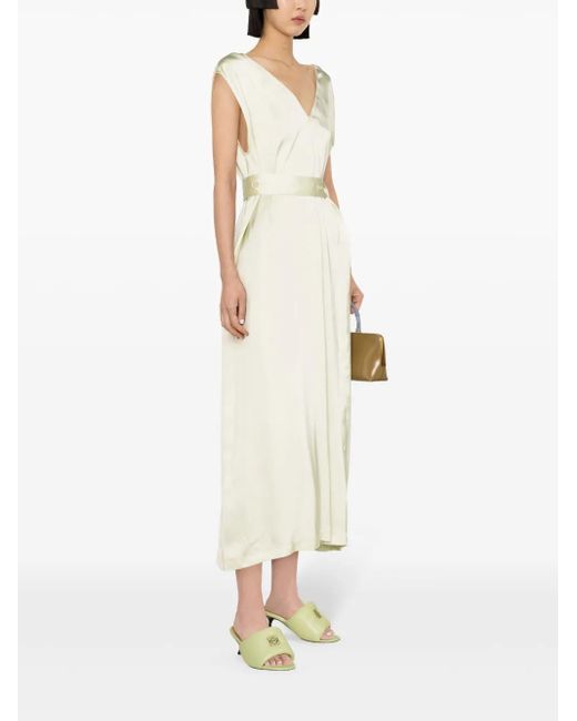 Fabiana Filippi White Belted Satin Midi Dress