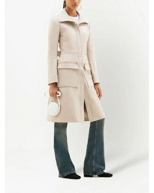 Courreges Natural Logo-Patch Trench Coat