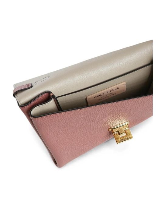 Coccinelle Pink Mini Grainy Leather Tote Bag