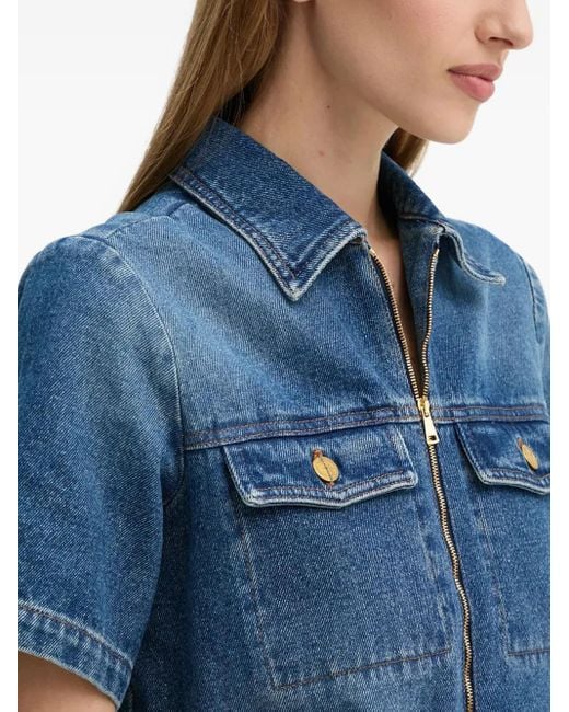 A.P.C. Blue Zip-Front Pocket Denim Mini Dress