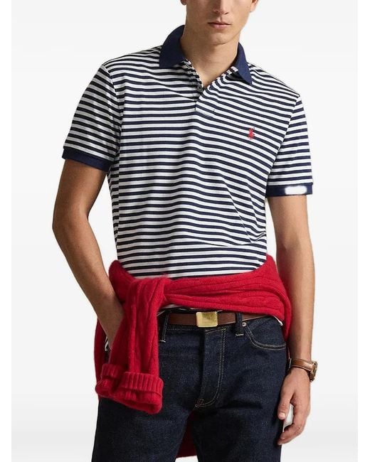 Polo Ralph Lauren Red Striped Piqué Polo Shirt for men