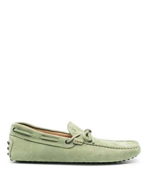 Tod's Green Laccetto Gommino Suede Loafers for men