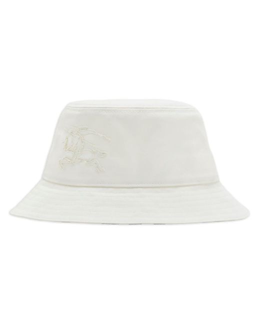Burberry White Ekd-embroidered Bucket Hat for men