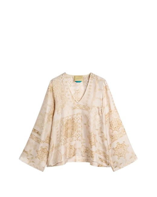 Momoní Natural Blouse Imprimée En Soie Mélangée