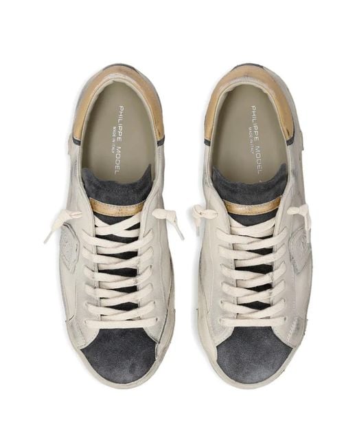 Philippe Model Natural Leather Low-Top Sneakers for men
