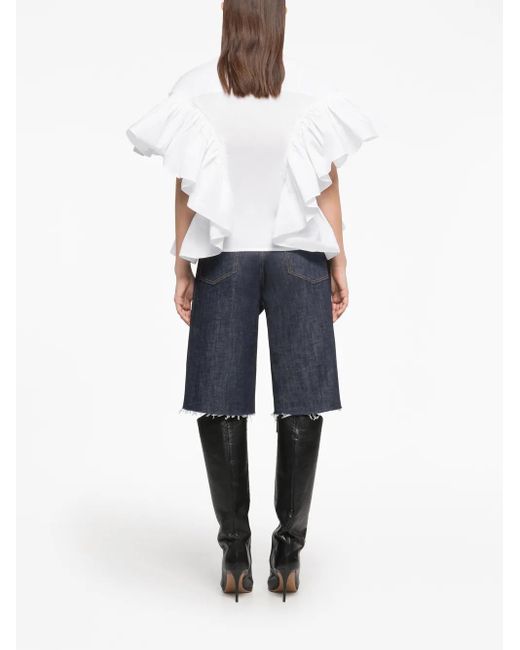 AZ FACTORY White X Lutz Huelle Waterfall Ruffle-Sleeve Shirt