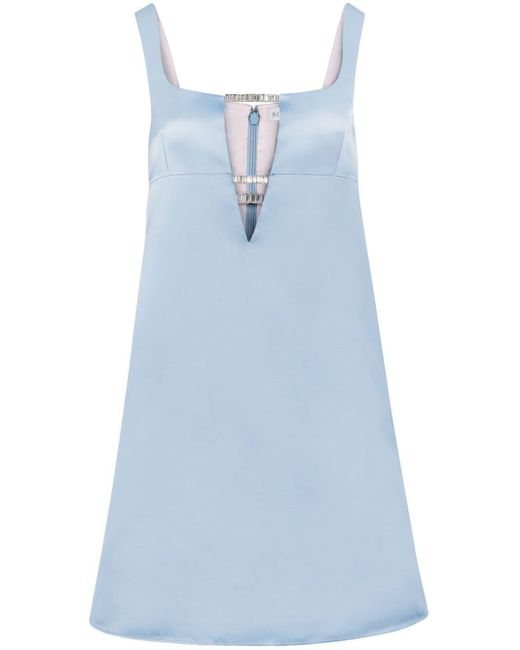 Nina Ricci Blue Crystal-embellished Satin-finish Dress