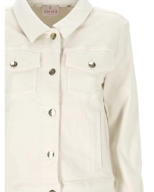 Marella White Logo-Button Denim Jacket