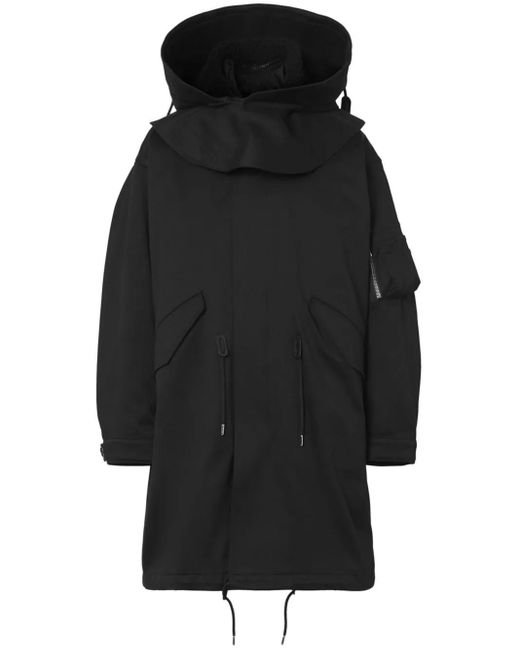 Burberry Black Logo-Print Parka Coat for men