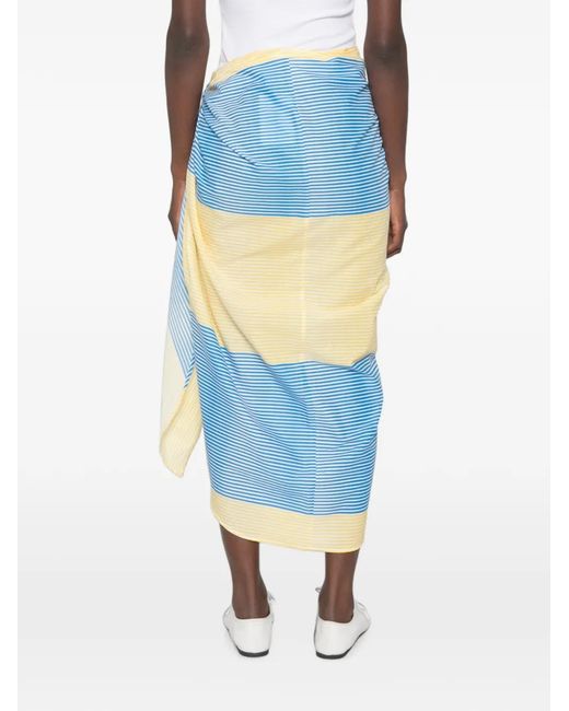 Frankie Shop Blue Thira Striped Wrap-Style Skirt