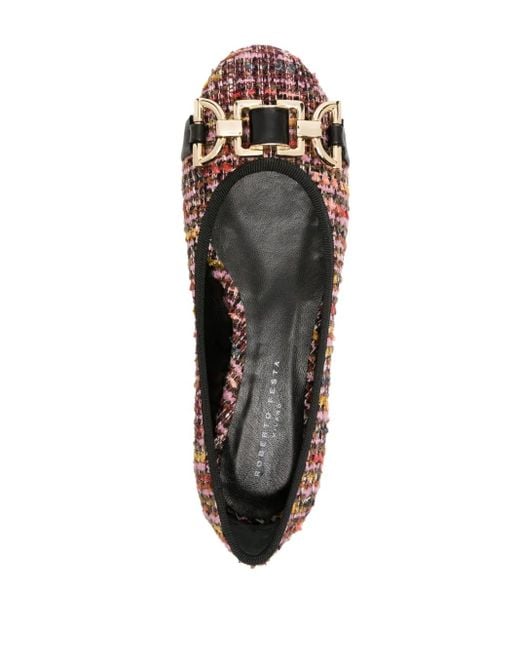 Roberto Festa Brown Roberta Bouclé Flat Ballerina Shoes