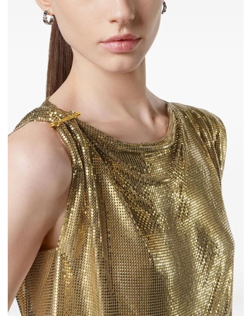 Versace Green Metal Mesh Top