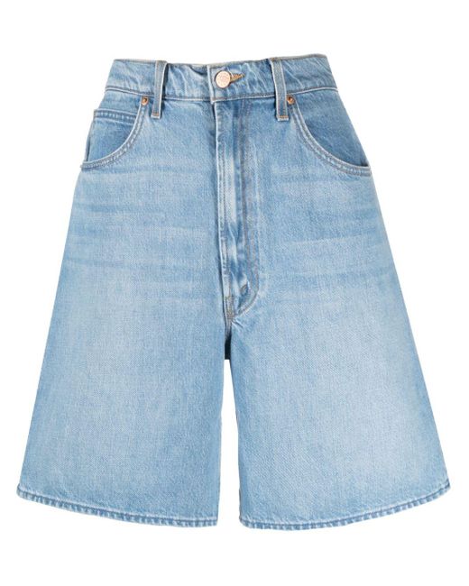 Mother Blue High-rise Denim Shorts