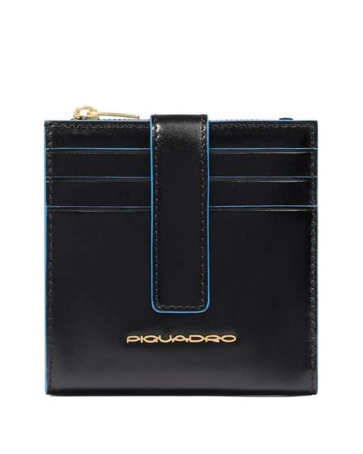 Piquadro Black Zipped Leather Cardholder