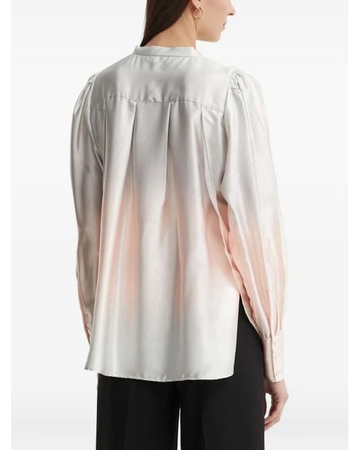 Bruuns Bazaar White Ombre Puff-Shoulder Shirt