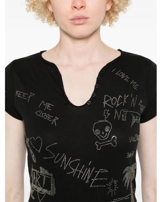 Camiseta con detalles de cristal Zadig & Voltaire de color Black